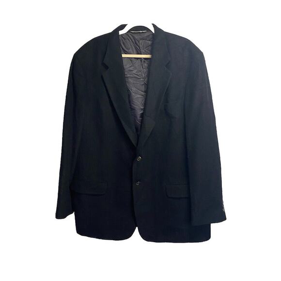 Eddie Bauer Sport Coat Mens 48 Tall Camel Hair‎ USA Black Vintage 2 Button Lined
